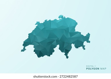Schweiz Karte - Vektorgrafik im Polygonstil in blaugrünem Low-Poly-Design, moderne minimale Silhouette.