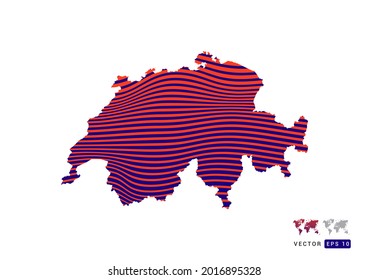 Die Schweiz kartographiert Rot und Blau der abstrakten mit dynamischen Wellen Vektorgrafik.