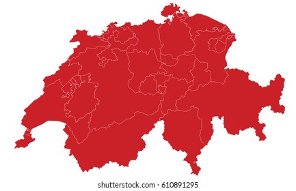 Switzerland map red  color
