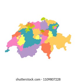 switzerland map with regions vector flat illustration on white background