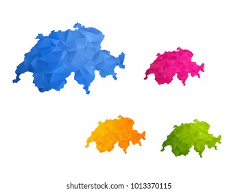 Switzerland map - Set of geometric rumpled triangular low poly style gradient graphic background , polygonal design for your ,Vector eps 10.