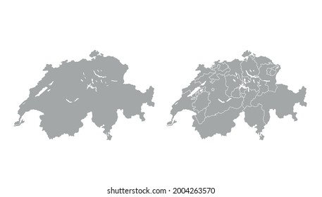 Switzerland map set outline vector illustration. Stock vector