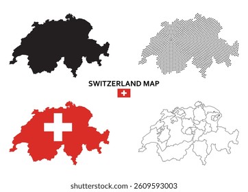 Switzerland map. Set of vector maps.