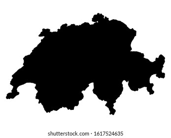 Switzerland Map Silhouette Black Vector illustration Eps 10
