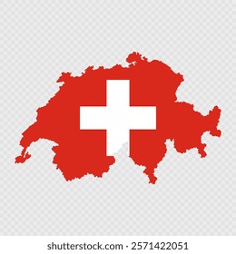 Switzerland map silhouette with flag.