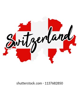 Switzerland Map Silhouette Flag Button Vector Art Design Patriotic Symbol