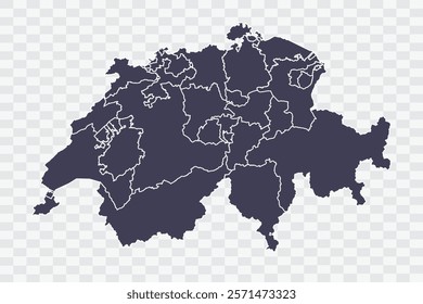 Switzerland Map Slate Color on White Background quality files Png