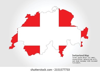 Switzerland Map. stripes. Vector illustration Color on White Backgound