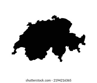 Switzerland Map. Swiss Country Map. Black and White National Nation Geography Outline Border Boundary Territory Shape Vector Illustration EPS Clipart