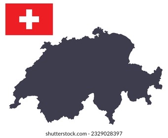 Switzerland map with Swiss flag