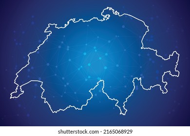 Switzerland Map Technology  with network connection background