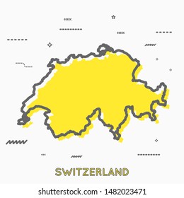 Switzerland map in thin line style with small geometric figures. Vector illustration modern concept