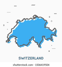 Switzerland map in thin line style with small geometric figures. Vector illustration modern concept