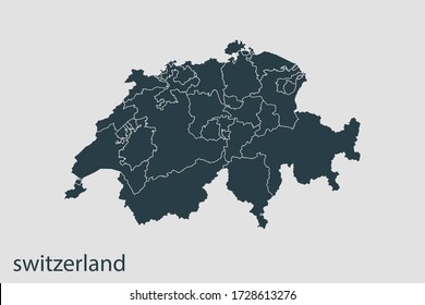 switzerland map vector, Abstract design vector illustration Eps 10. Navy color.High Detailed on white background.