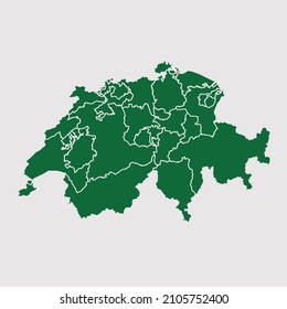 Switzerland map vector, Abstract design vector illustration Eps 10. Green color palette color. High Detailed on white background.