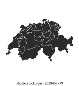Switzerland map vector, dark color.isolated on transparent background. 