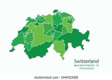 Switzerland map. Vector eps10. green color. on white backgrounds.