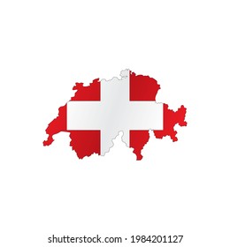 Schweiz-Karte, Vektorgrafik mit Flagge, einzeln auf weißem Hintergrund