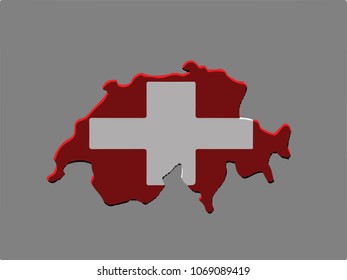 Switzerland map vector and flag on grey background