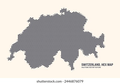 Switzerland Map Vector Hexagonal Halftone Pattern Isolate On Light Background. Hex Texture in the Form of a Map of Switzerland. Modern Tech Contour Map of Switzerland for Design or Business Projects