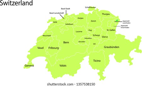 Switzerland map vector illustration
