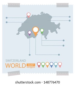 Switzerland. Map vector Illustration.