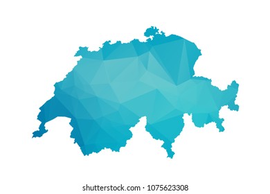 Switzerland map vector illustration in polygonal style,Low poly design on white background