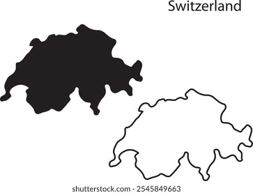 Suíça mapa vetor ilustração, esboço de rabisco República Suíça mapa, Mapa da Suíça silhueta, Suíça país