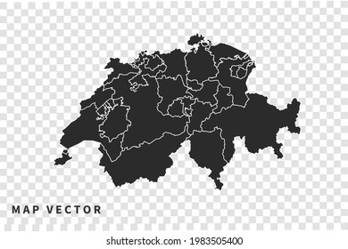 Switzerland map vector, isolated on transparent background