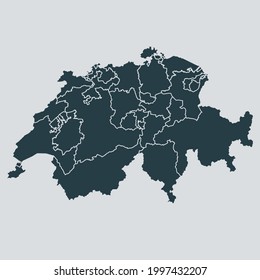 Switzerland map vector, isolated on gray background