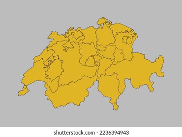 Switzerland map vector, Isolated on gray background