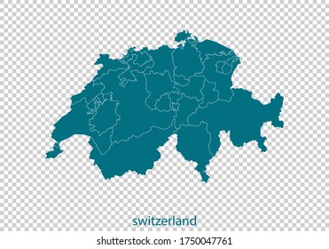 switzerland map vector, isolated teal color on transparent background