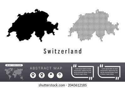 Switzerland map vector set halftone dots black.