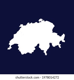 Switzerland map vector. white color on blue background.