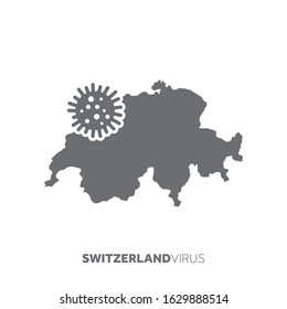 Switzerland map with a virus microbe. Illness and disease outbreak
