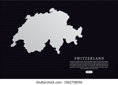 Switzerland Map - World Map International vector template with White Color isolated on hexagon background - Vector illustration eps 10