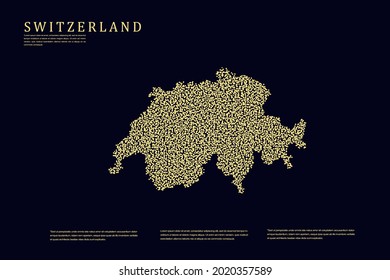 Schweiz Karte - Weltkarte Internationale Vektorvorlage mit goldenem Gitter auf dunklem Hintergrund für Banner, Website, Infografik, Bildung - Vektorgrafik eps10