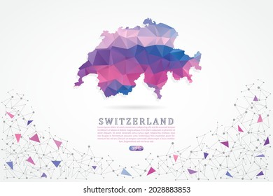 Switzerland map - World Map International vector template with polygon pink color gradient isolated on white background for education, website, banner, infographic - Vector illustration eps 10