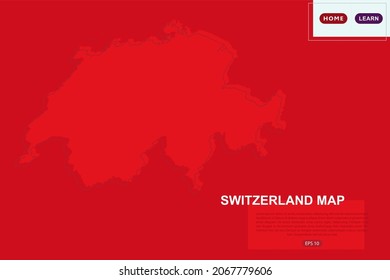 Mapa de Suiza - Mapa Mundial Plantilla vectorial internacional con color rojo y esbozo aislado en el fondo rojo para educación, diseño, sitio web, banner - Ilustración vectorial eps 10