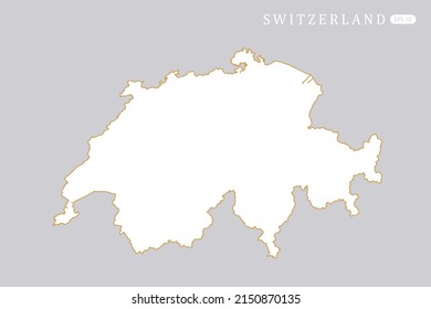 Switzerland Map - World Map International vector template with white color and thin gold outline graphic sketch style isolated on grey background for infographic - Vector illustration eps 10