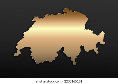 Switzerland Map - World map International vector template with 3D, gold luxury style including shadow on black background for design, education, website, infographic - Vector illustration eps 10