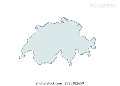 Mapa de Suiza - Mapa mundial Mapa vectorial internacional con línea de cigüeña azul y formas geométricas azules aisladas en fondo blanco para diseño, infografía, sitio web - Ilustración vectorial eps 10