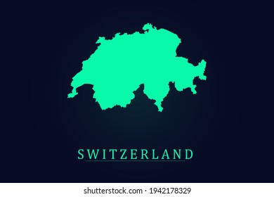 Switzerland Map - World map vector template with green color gradient isolated on dark background - Vector illustration eps 10