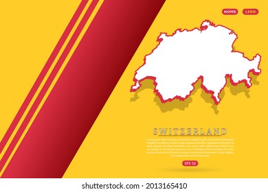 Switzerland Map - World map vector template with isometric style including shadow, white and red color on yellow background for website, infographic, banner - Vector illustration eps 10