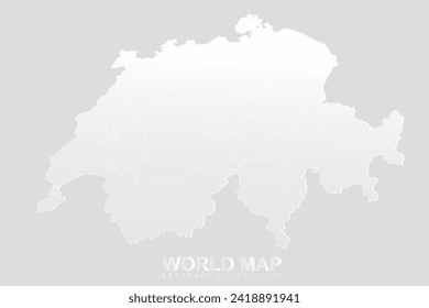 Mapa de Suiza - Plantilla vectorial del Mapa Mundial con Alto detalle incluyendo color de gradiente blanco y gris y color de contorno blanco aislado en fondo gris - Ilustración vectorial 10