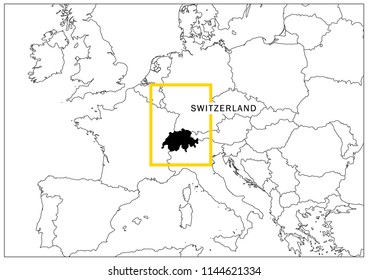 Switzerland map yellow frame geography national 