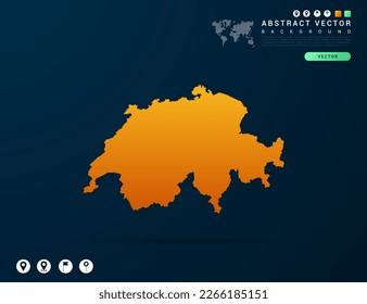 Switzerland map of Yellow and orange gradient on dark background vector.