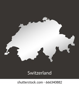 Switzerland map,border with chrome,metal shine gradient. Vector illustration