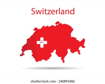 Switzerland map.Switzerland flag symbol inside.Vector illustration.