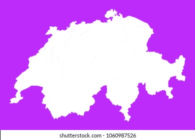 Switzerland map-White map on purple background. Each city and border has separately. Vector illustration eps 10.